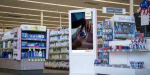 Pantalla digital de publicidad en tienda Walgreens