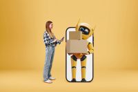 Persona investigando un producto antes de comprar, con asistencia de IA